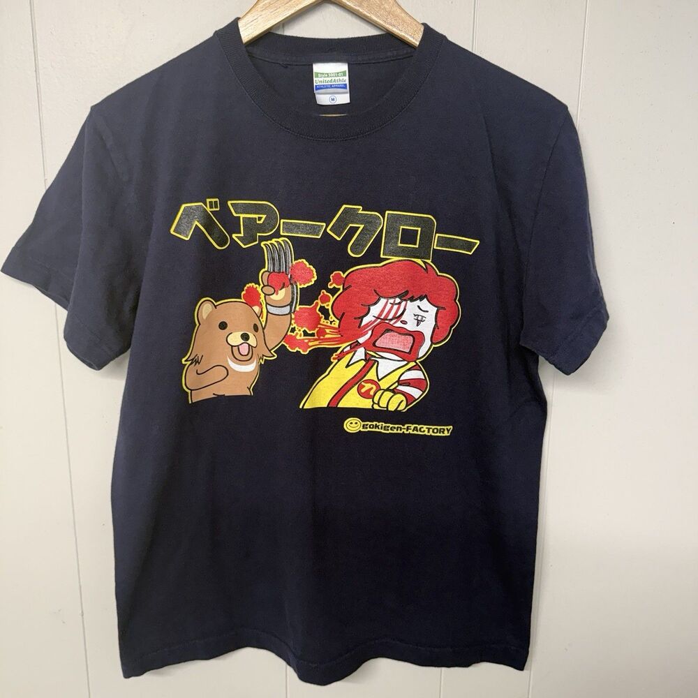 Gokigen Factory Bear Claw Shirt Vintage Kuma vs Ronald McDonald Parody Men M EUC